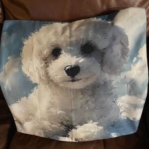 White Dog Print Pillow Cover
